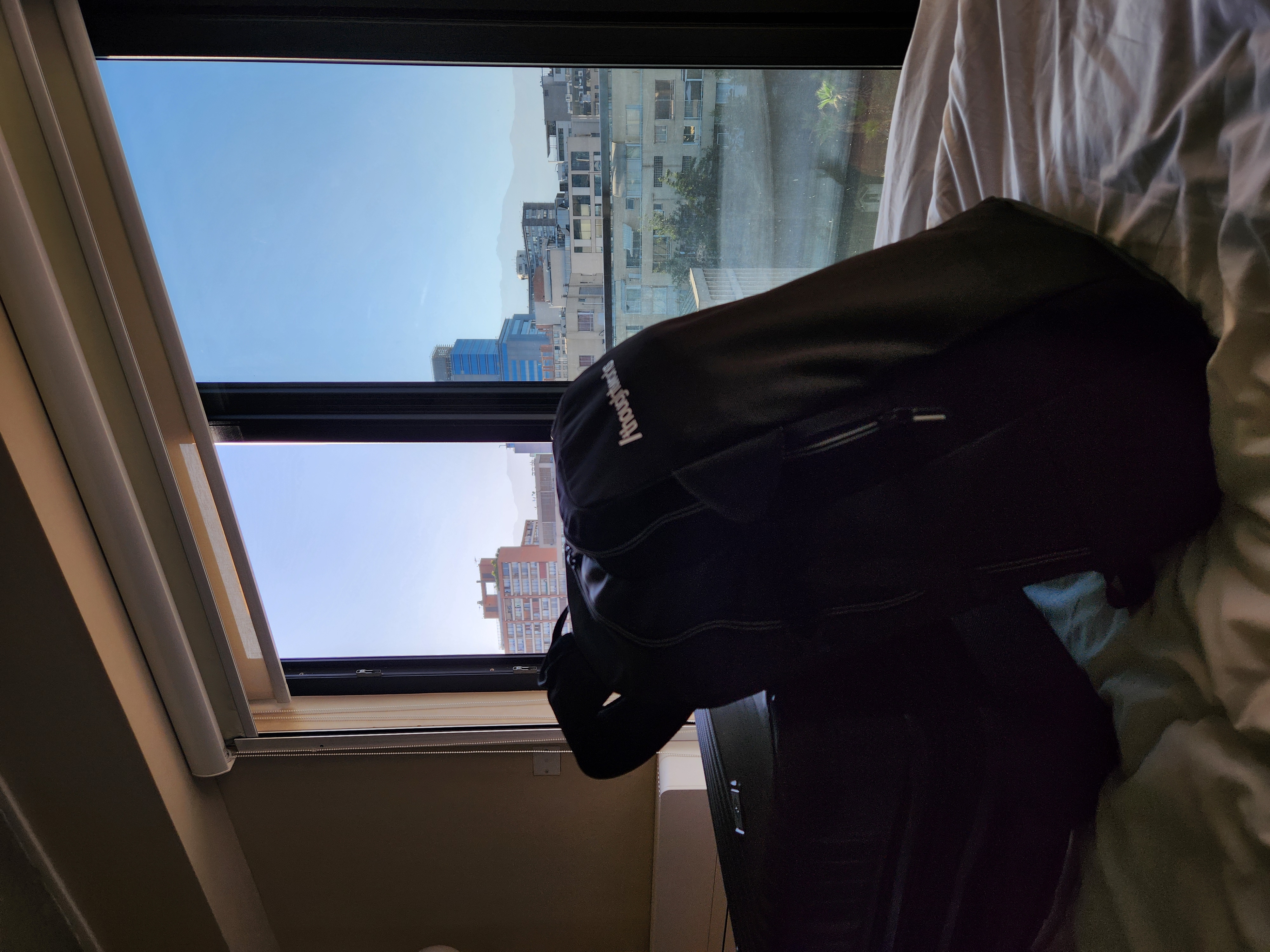 A picture of Jefferson's bags in the hotel